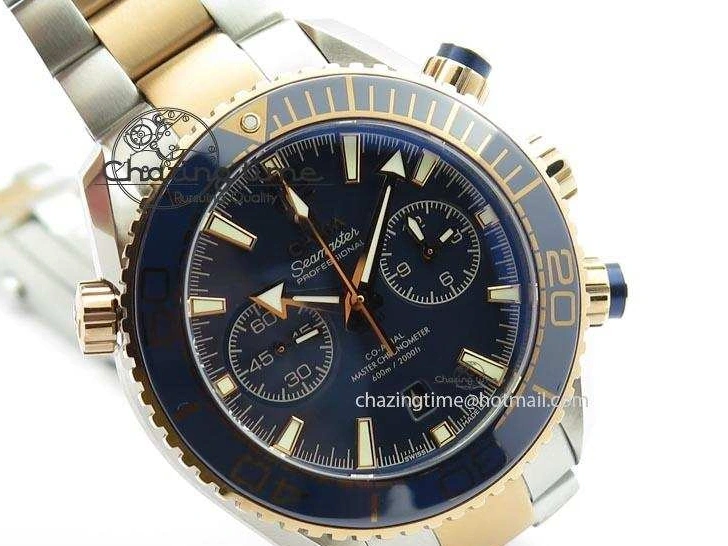 1224 FlexibleFit Seamaster Professional Chrono SS RG Blue Ceramic Blue Dial On SS RG Bracelet A 8211